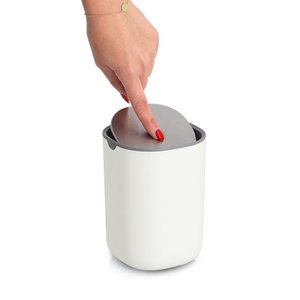 Table waste bin, plastic/stainless steel, white