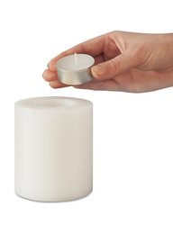 Zonde! Plaats permanente kaarsenvink tein houder wit ∅ 8 cm
