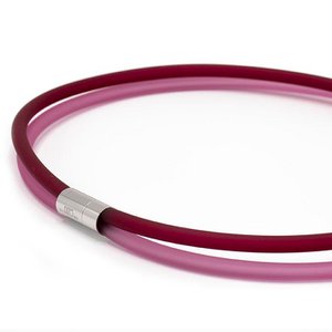 Rubberen ketting 2 lijnen roze/fuchsia