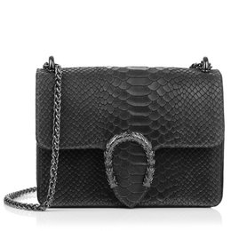 Firenze Artegiani. Lorenza Bolso de mano Mujer.Piel auténtica Gamuza Grabado Serpiente