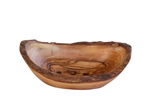 Seifenschale oval rustikal ca. 14 – 16 x 9 x 4 cm aus Olivenholz