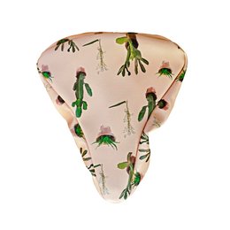 Saddle cover with a cactus print pattern. Made of durable material suitable for fitness equipment. Features a unique cactus design in shades of green.