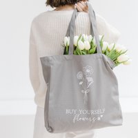Baumwolltasche "Koop bloemen voor jezelf"