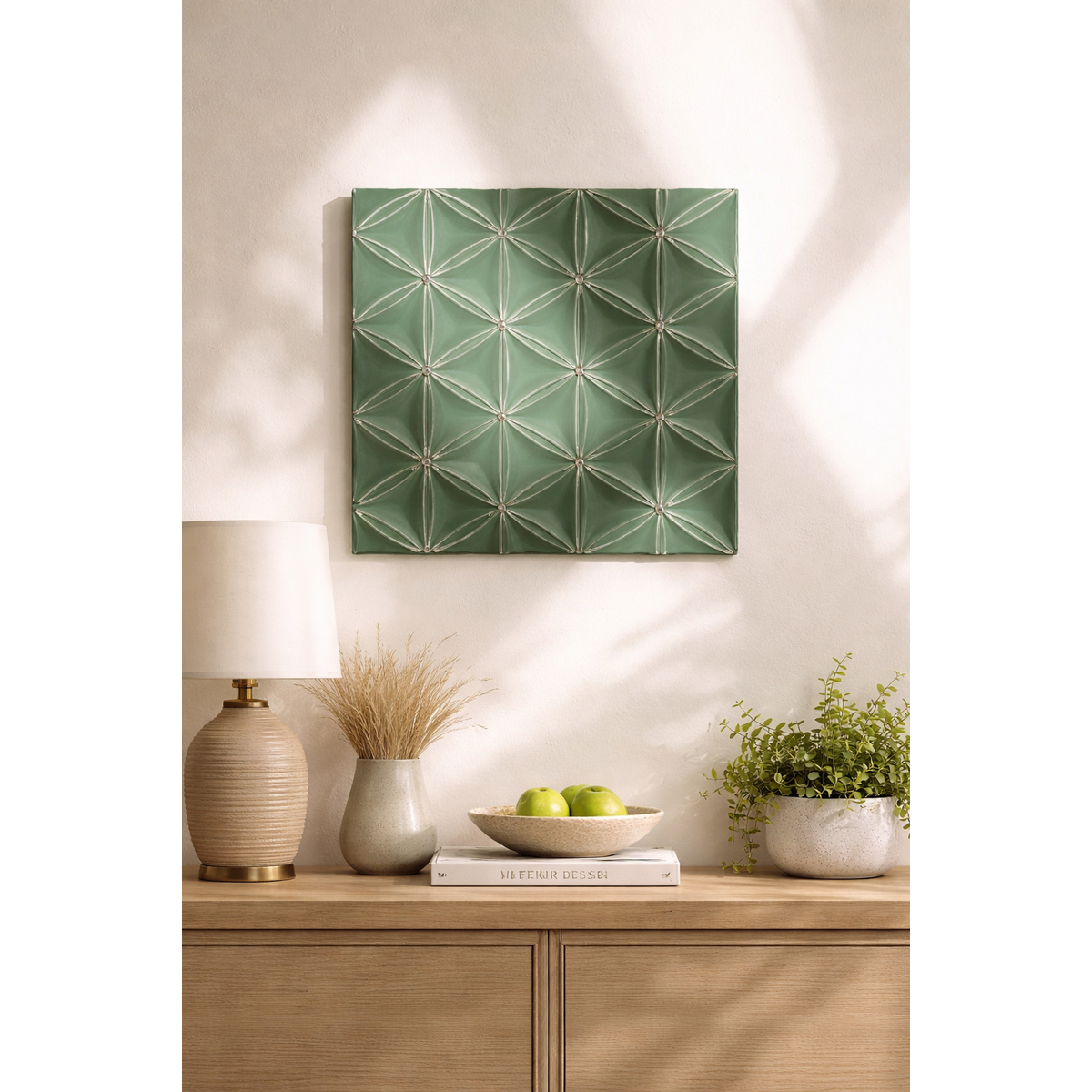 Panel ścienny z geometrycznym diamentem Green Diamond do nowoczesnego wystroju domu