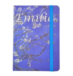  Notebook with Van Gogh's Almond Blossom painting, featuring a floral design in shades of blue and purple.