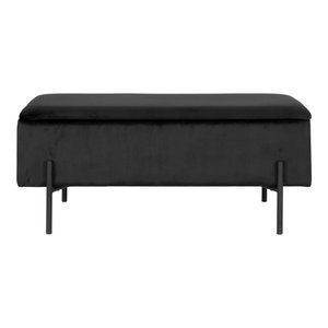 Watford Bench - Polyester, Plywood, Black Velvet - 95x36.5x43 cm