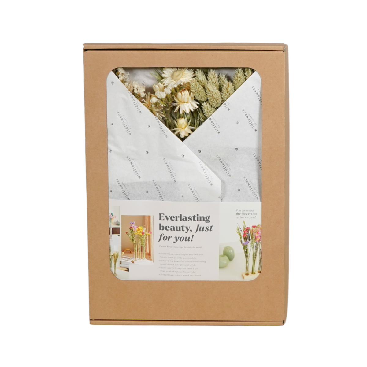 Giftbox - Dried Flowers in Letterbox - With Vases - Natural