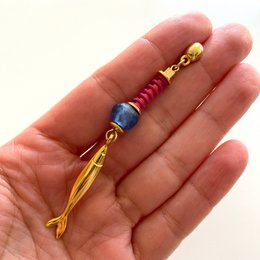 ARACATACA colorful golden earrings with fish pendants