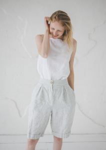 Linen Shorts Mid Waist
