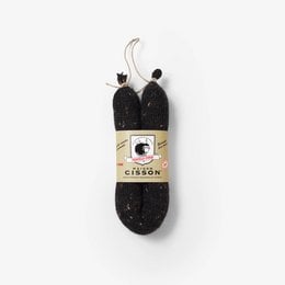 Black, dried sausage with a traditional Corsican style and flavor.