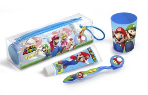 Super Mario - Zahnbürstenset + Zahnpasta + Tasse + Hülle