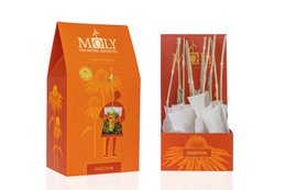 Herbal tea with real herbal stems, organic, digestive benefits.
