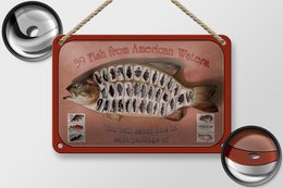 Tin Sign Fish 18x12cm 39 Fish from American Waters Decoration