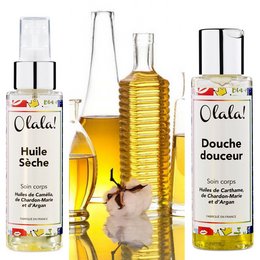 Two-pack of moisturizing body oils with natural ingredients. Includes a shower gel for a complete body care routine.
