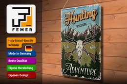 Tin sign hunting 30x40cm Hunting wild life adventure