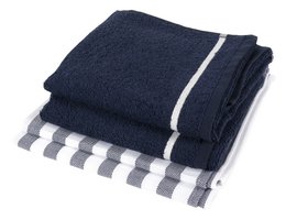 100% bomuld Køkkentekstil Mix&match 4 stykker Stripe marineblå