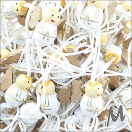 Plush angel-themed gift tags in a variety of neutral colors, including white, beige, and tan. The tags feature small angel figurines and decorative strings or ribbons.