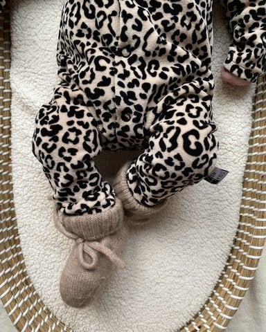 Merino wol bootie slofjes natural