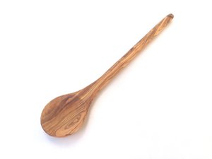 Cooking spoon with round handle, length 30 cm, made of olive wood