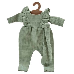Jumpsuit für Stoffpuppen, Musselin grün