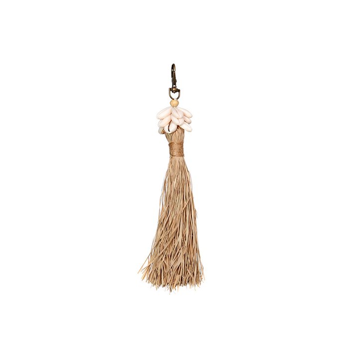 De Raffia Fishbone Keychain - Natural Black