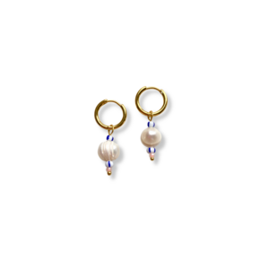 Earrings Blue Pearls - Gold