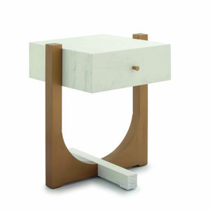 MESITA DE NOCHE 51X45X61 MADERA BLANCO/METAL DORADO TH1603600