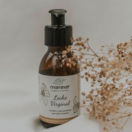 Gentle makeup remover with virgin milk, suitable for intimate care.