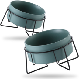 GIZMO Ceramic Drinking and Feeding Bowls with Stand
