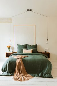 Bettwäsche-Set aus waldgrünem Leinen