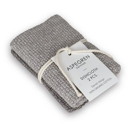  Gray knitted dishcloths made from a blend of materials, suitable for everyday kitchen use.