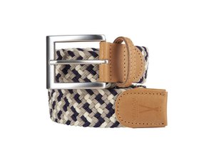 Braided elastic belt brown blue beige
