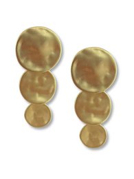  Gold-toned statement earrings with a layered, circular design.
