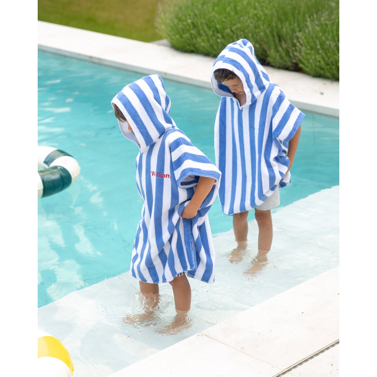 Kinderbadstrandponcho blauw