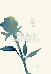  Blue rose silhouette condolence card with sympathy text, elegant floral design for mourning