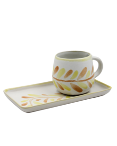 Strokes van honing steengoed ontbijt set