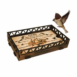 Plateau de mangeoire à oiseaux en bois monté sur garde-corps, mangeoire à oiseaux à plateau de plate-forme en cèdre, décoration de jardin de patio de garde-corps extérieurs pour cour