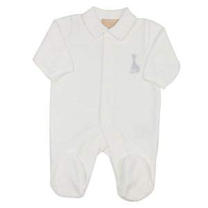 Sophie the giraffe playsuit with collar velor jacquard broken white 3M-60cm