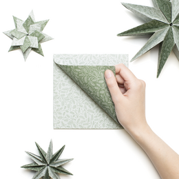 Juleorigamipapir - grangrene grøn og mint - 25 ark dobbeltsidet genbrugspapir