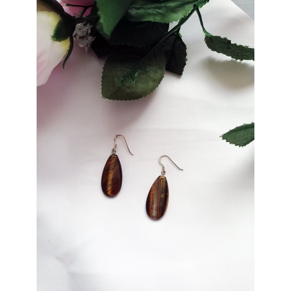 Boucles d'oreilles en argent sterling Tiger Eye, Tiger Eye Teardrops, Tiger Eye Drop Boucles d'oreilles, Boucles d'oreilles en pierres précieuses | par nlanlaVictory