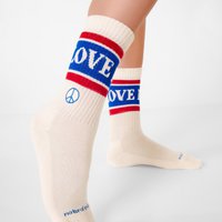 Organic socks Peace & Love - tennis socks with lettering and peace symbol