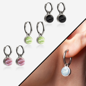 Silver hoop earrings with pendant • Mix & Match earrings