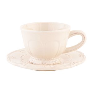 Tasse und Untertasse 150 ml beige Keramikservice