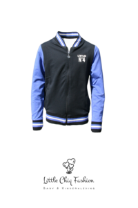LewyLou NO4 Sweatvest zwart met blauwe mouwen