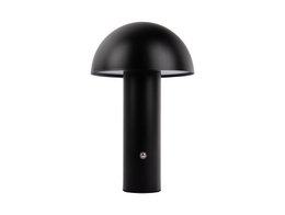  Black dome-shaped table lamp with cylindrical base.