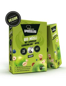 Organic muesli with sprouts of sunflower and apple