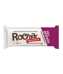 Organic protein bar with cherry and maca flavors, made by Roobar. Contains 60g.