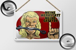 Tin sign note 18x12cm My workshop my laws decoration