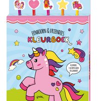 Kleurboek met kleurpotloden en gummen - Eenhoorn & Vriendjes