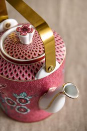 Giftset Teapot Oriental Flower Festival Dark Pink 1 ltr